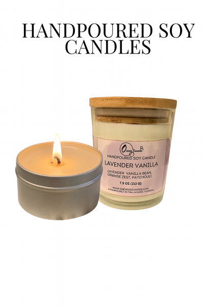 Hand-Poured 7.5 oz Soy Candles in Glass Jar with Bamboo Lid or 4 oz. Tin Candle – Clean-Burning Aromatherapy