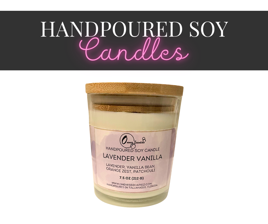 Hand-Poured 7.5 oz Soy Candles in Glass Jars with Bamboo Lids – Clean-Burning Aromatherapy