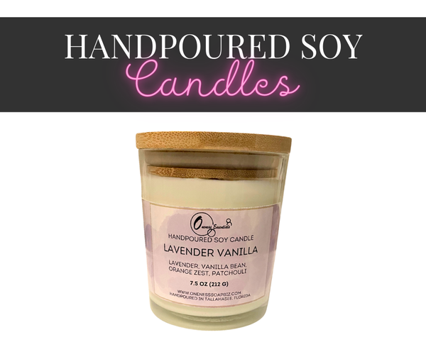 Hand-Poured 7.5 oz Soy Candles in Glass Jars with Bamboo Lids – Clean-Burning Aromatherapy