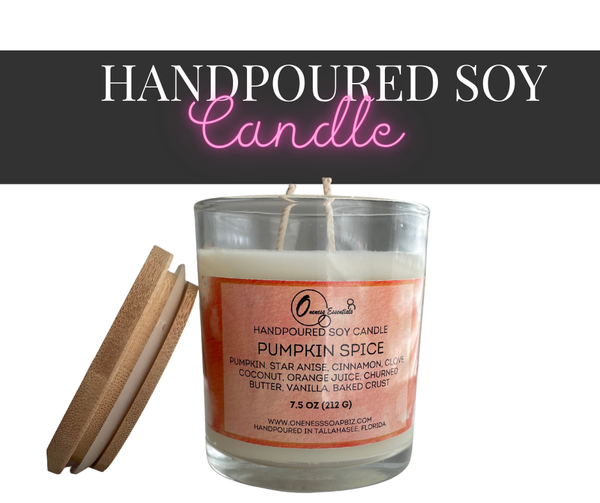 Hand-Poured 7.5 oz Soy Candles in Glass Jars with Bamboo Lids – Clean-Burning Aromatherapy