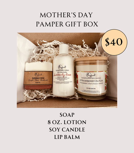 Mother’s Day Pamper Gift Box – Soap, Lotion, Candle & Lip Balm | Handmade Skincare Set